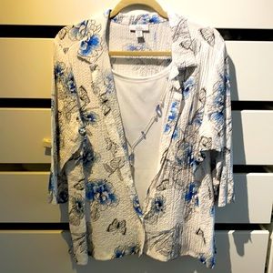 Button down blouse with faux tank